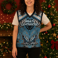 Aotearoa Iwi Ngati Kahungunu Personalised Christmas Knitted V-Neck Vest Maori Kowhaiwhai Pattern LT19 - Polynesian Pride