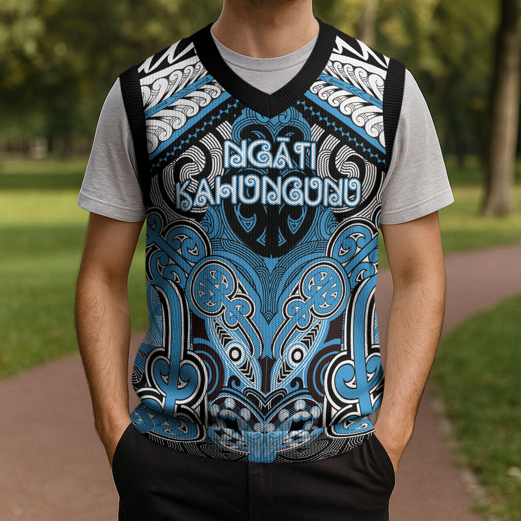 Aotearoa Iwi Ngati Kahungunu Personalised Christmas Knitted V-Neck Vest Maori Kowhaiwhai Pattern LT19 - Polynesian Pride