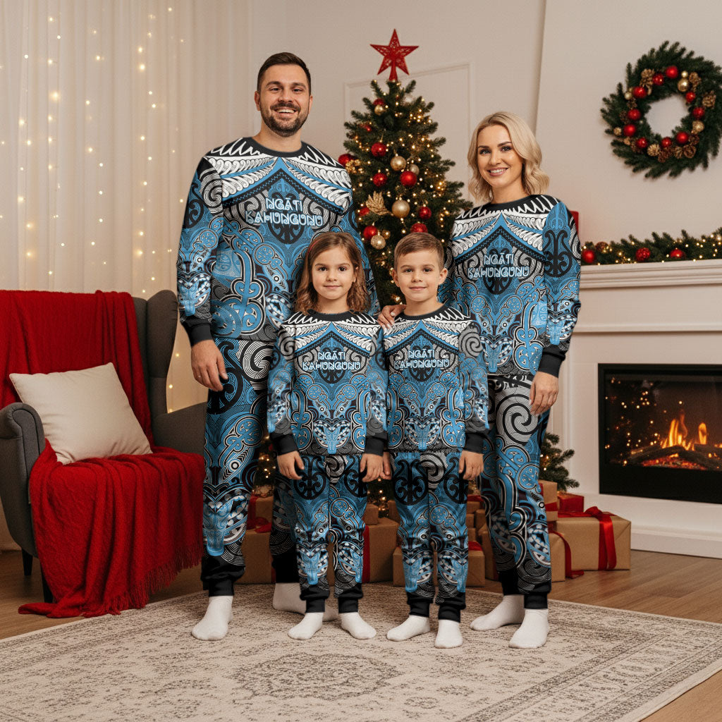 Aotearoa Iwi Ngati Kahungunu Personalised Christmas Pajama Set Maori Kowhaiwhai Pattern LT19 - Polynesian Pride