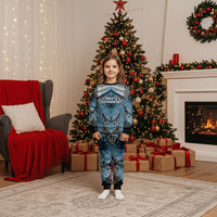 Aotearoa Iwi Ngati Kahungunu Personalised Christmas Pajama Set Maori Kowhaiwhai Pattern LT19 Kid Blue - Polynesian Pride