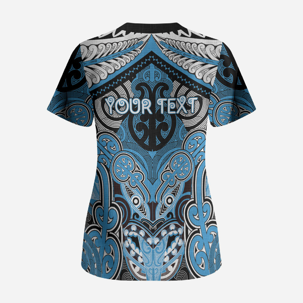 Aotearoa Iwi Ngati Kahungunu Personalised Scrub Top Maori Kowhaiwhai Pattern LT19 - Polynesian Pride