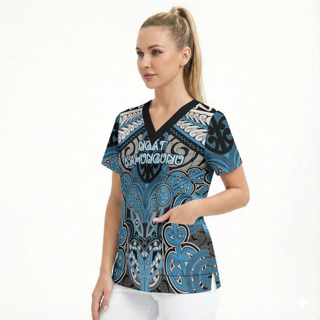 Aotearoa Iwi Ngati Kahungunu Personalised Scrub Top Maori Kowhaiwhai Pattern LT19 - Polynesian Pride