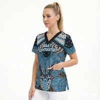 Aotearoa Iwi Ngati Kahungunu Personalised Scrub Top Maori Kowhaiwhai Pattern LT19 - Polynesian Pride