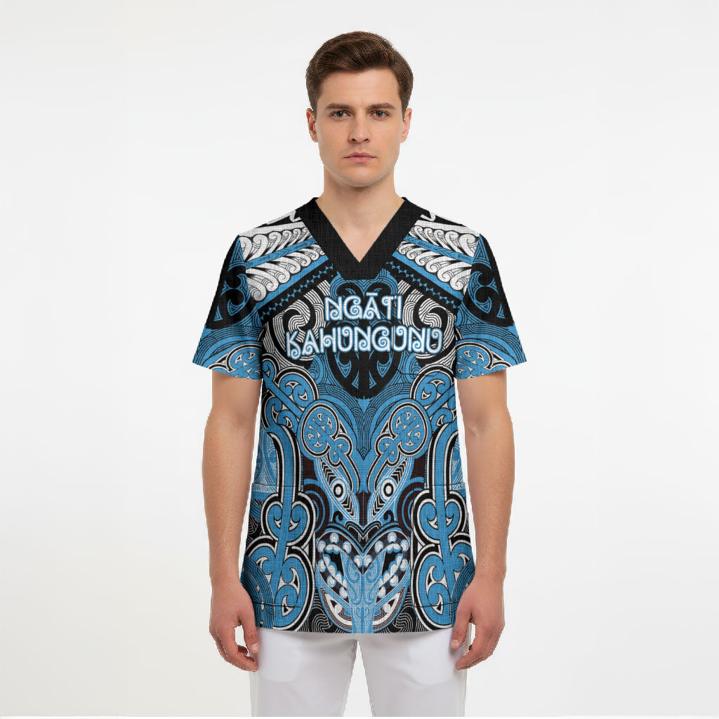 Aotearoa Iwi Ngati Kahungunu Personalised Scrub Top Maori Kowhaiwhai Pattern LT19 - Polynesian Pride