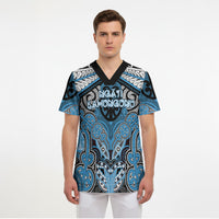 Aotearoa Iwi Ngati Kahungunu Personalised Scrub Top Maori Kowhaiwhai Pattern LT19 - Polynesian Pride