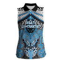 Aotearoa Iwi Ngati Kahungunu Personalised Women Sleeveless Polo Shirt Maori Kowhaiwhai Pattern LT19 Female Blue - Polynesian Pride