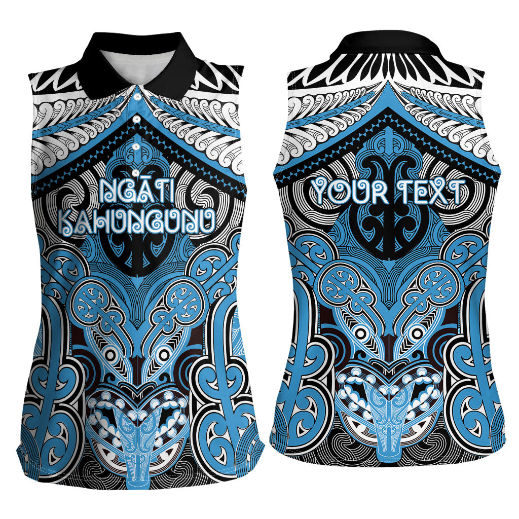 Aotearoa Iwi Ngati Kahungunu Personalised Women Sleeveless Polo Shirt Maori Kowhaiwhai Pattern LT19 - Polynesian Pride