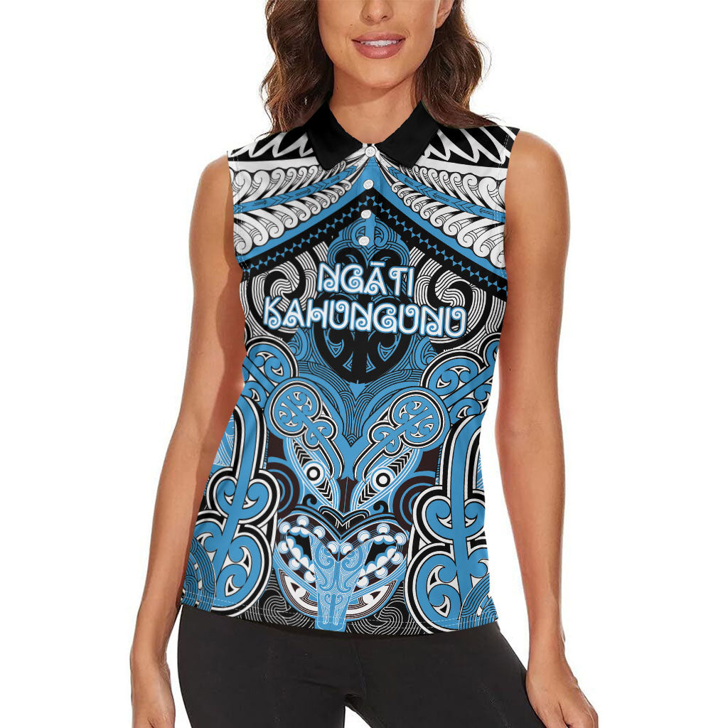 Aotearoa Iwi Ngati Kahungunu Personalised Women Sleeveless Polo Shirt Maori Kowhaiwhai Pattern LT19 - Polynesian Pride