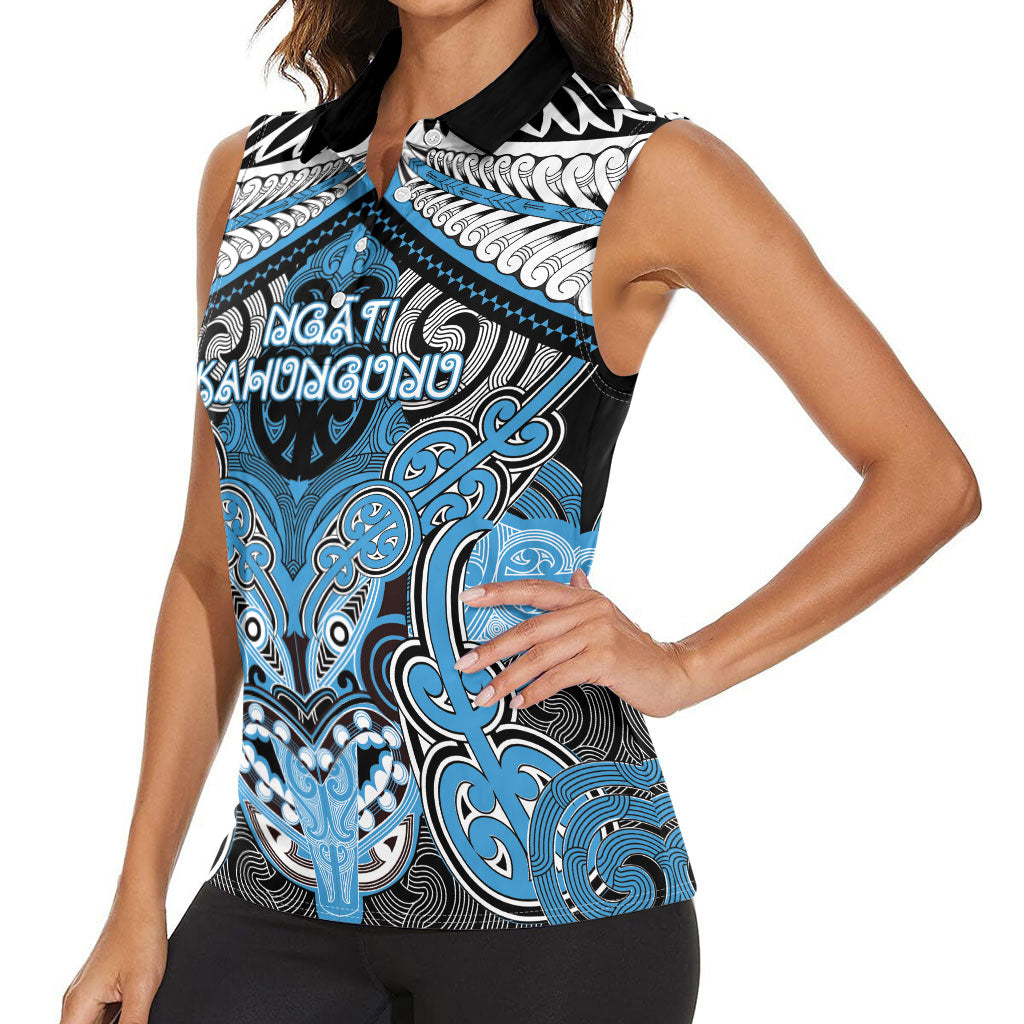 Aotearoa Iwi Ngati Kahungunu Personalised Women Sleeveless Polo Shirt Maori Kowhaiwhai Pattern LT19 - Polynesian Pride