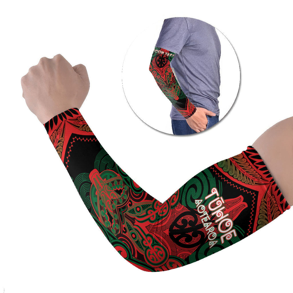 Aotearoa Iwi Tuhoe Personalised Arm Sleeves Maori Kowhaiwhai Pattern LT19 Set of 2 Red - Polynesian Pride