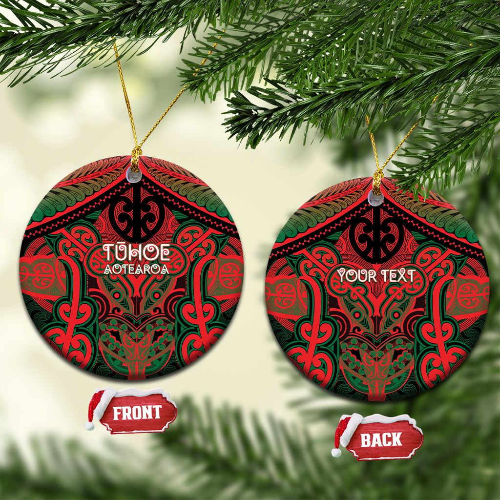 Aotearoa Iwi Tuhoe Personalised Ceramic Ornament Maori Kowhaiwhai Pattern LT19 Circle Red - Polynesian Pride