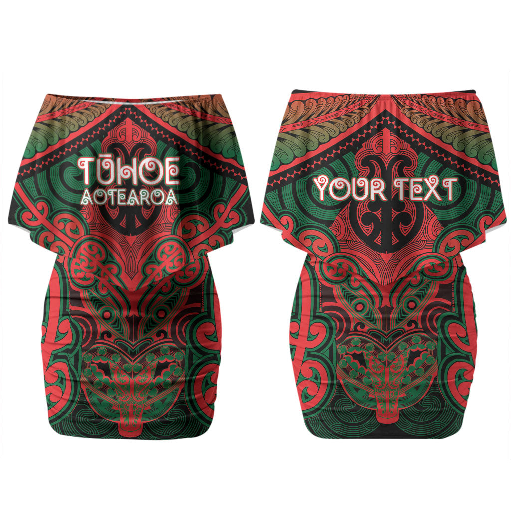 Aotearoa Iwi Tuhoe Personalised Couples Matching Off Shoulder Short Dress and Hawaiian Shirt Maori Kowhaiwhai Pattern LT19 - Polynesian Pride