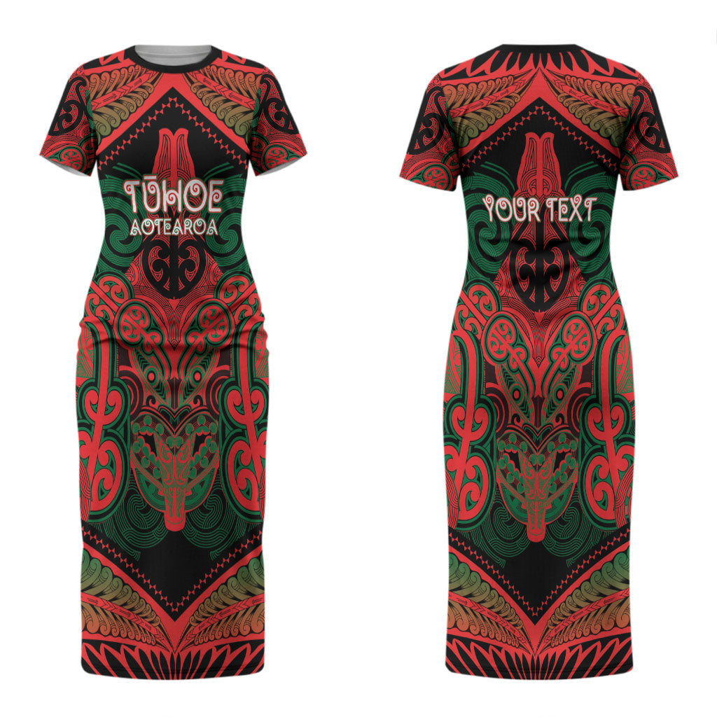 Aotearoa Iwi Tuhoe Personalised Couples Matching Short Sleeve Bodycon Dress and Long Sleeve Button Shirt Maori Kowhaiwhai Pattern LT19 - Polynesian Pride