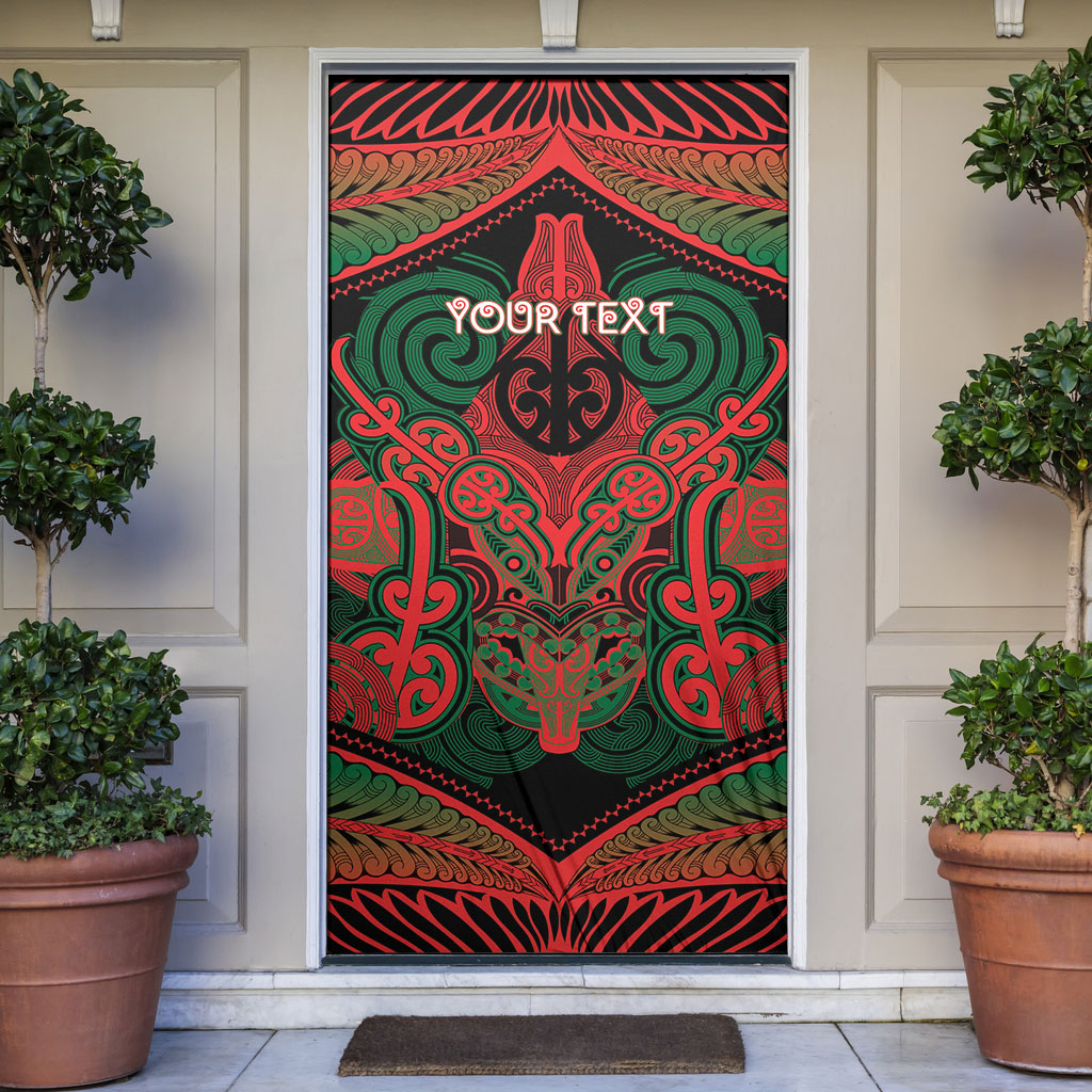 Aotearoa Iwi Tuhoe Personalised Door Cover Maori Kowhaiwhai Pattern LT19 Red - Polynesian Pride