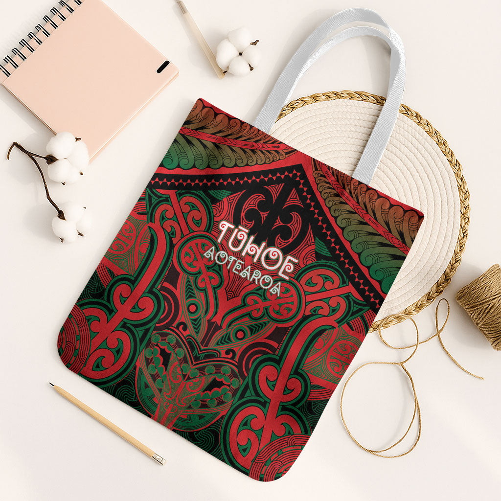 Aotearoa Iwi Tuhoe Tote Bag Maori Kowhaiwhai Pattern LT19 White Strap One Size Red - Polynesian Pride
