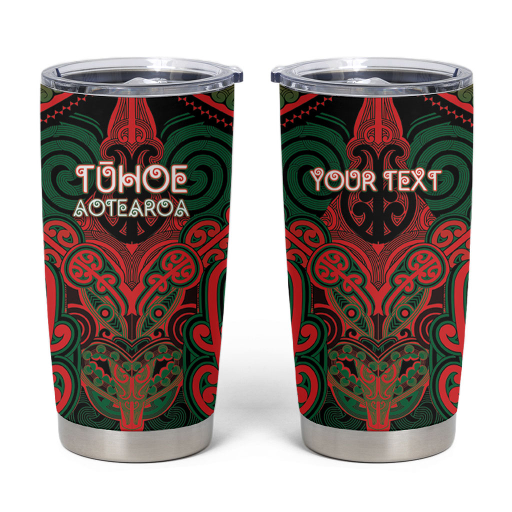 Aotearoa Iwi Tuhoe Personalised Tumbler Cup Maori Kowhaiwhai Pattern LT19 Red - Polynesian Pride
