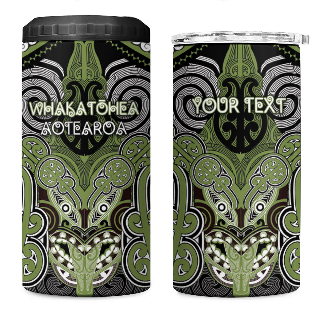 Aotearoa Iwi Whakatohea Personalised 4 in 1 Can Cooler Tumbler Maori Kowhaiwhai Pattern LT19 One Size: 16 oz Olive Green - Polynesian Pride