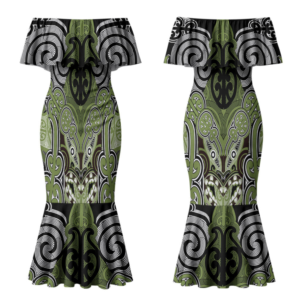 Aotearoa Iwi Whakatohea Personalised Couples Matching Mermaid Dress and Hawaiian Shirt Maori Kowhaiwhai Pattern LT19 - Polynesian Pride