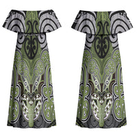 Aotearoa Iwi Whakatohea Personalised Couples Matching Off Shoulder Maxi Dress and Hawaiian Shirt Maori Kowhaiwhai Pattern LT19 - Polynesian Pride