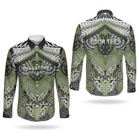 Aotearoa Iwi Whakatohea Personalised Couples Matching Off Shoulder Short Dress and Long Sleeve Button Shirt Maori Kowhaiwhai Pattern LT19 - Polynesian Pride