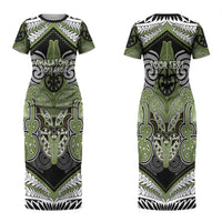 Aotearoa Iwi Whakatohea Personalised Couples Matching Short Sleeve Bodycon Dress and Hawaiian Shirt Maori Kowhaiwhai Pattern LT19 - Polynesian Pride