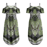 Aotearoa Iwi Whakatohea Personalised Couples Matching Summer Maxi Dress and Hawaiian Shirt Maori Kowhaiwhai Pattern LT19 - Polynesian Pride