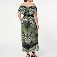 Aotearoa Iwi Whakatohea Personalised Off Shoulder Maxi Dress Maori Kowhaiwhai Pattern