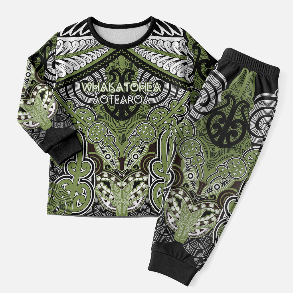 Aotearoa Iwi Whakatohea Personalised Christmas Pajama Set Maori Kowhaiwhai Pattern LT19 Men Olive Green - Polynesian Pride