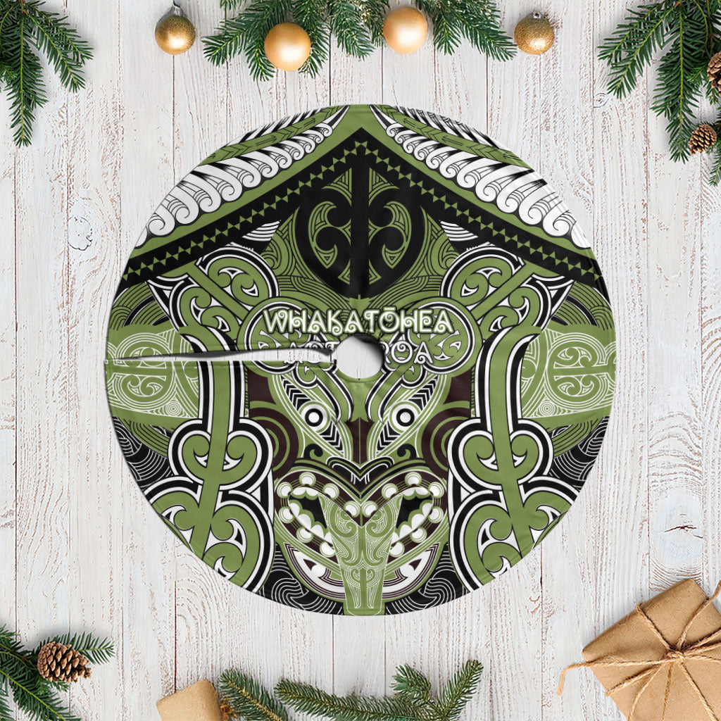 Aotearoa Iwi Whakatohea Tree Skirt Maori Kowhaiwhai Pattern LT19 Casual Olive Green - Polynesian Pride