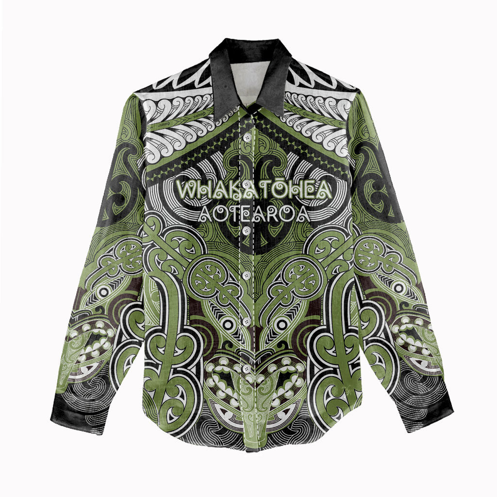 Aotearoa Iwi Whakatohea Personalised Women Casual Shirt Maori Kowhaiwhai Pattern