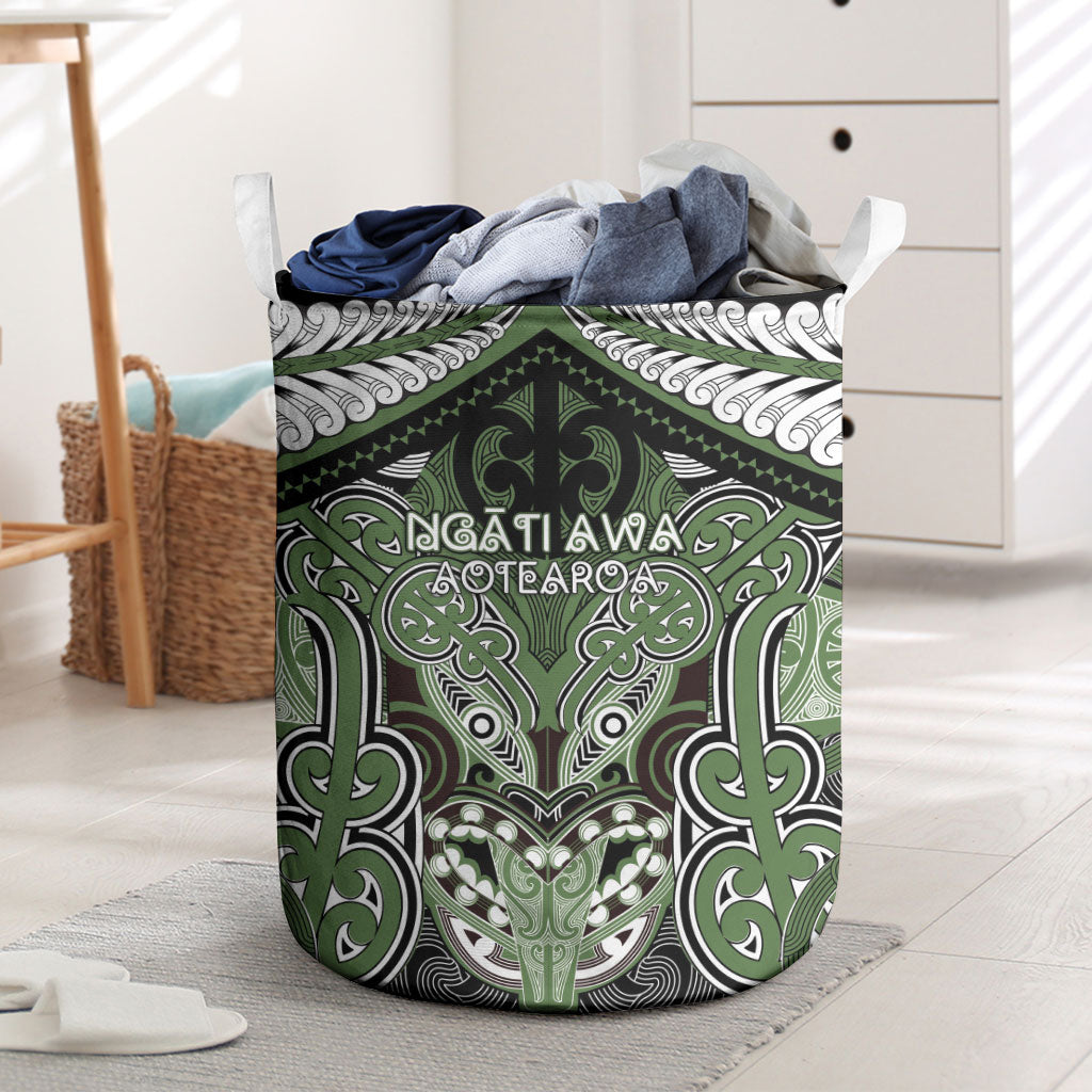 Aotearoa Iwi Ngati Awa Laundry Basket Maori Kowhaiwhai Pattern LT19 Green - Polynesian Pride