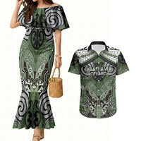 Aotearoa Iwi Ngati Awa Personalised Couples Matching Mermaid Dress and Hawaiian Shirt Maori Kowhaiwhai Pattern LT19 Green - Polynesian Pride