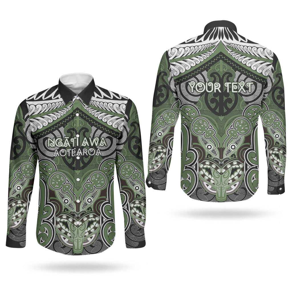 Aotearoa Iwi Ngati Awa Personalised Couples Matching Mermaid Dress and Long Sleeve Button Shirt Maori Kowhaiwhai Pattern LT19 - Polynesian Pride
