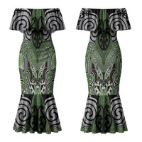 Aotearoa Iwi Ngati Awa Personalised Couples Matching Mermaid Dress and Long Sleeve Button Shirt Maori Kowhaiwhai Pattern LT19 - Polynesian Pride