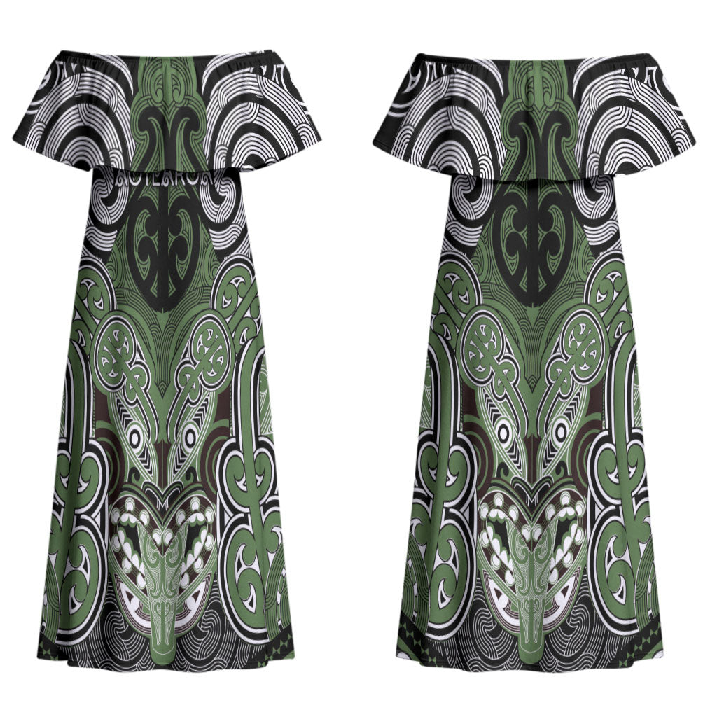 Aotearoa Iwi Ngati Awa Personalised Couples Matching Off Shoulder Maxi Dress and Hawaiian Shirt Maori Kowhaiwhai Pattern LT19 - Polynesian Pride