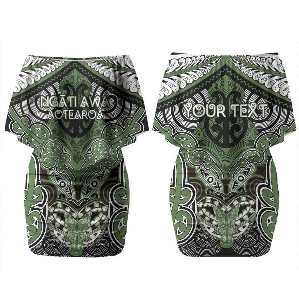 Aotearoa Iwi Ngati Awa Personalised Couples Matching Off Shoulder Short Dress and Hawaiian Shirt Maori Kowhaiwhai Pattern LT19 - Polynesian Pride