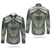 Aotearoa Iwi Ngati Awa Personalised Couples Matching Off The Shoulder Long Sleeve Dress and Long Sleeve Button Shirt Maori Kowhaiwhai Pattern LT19 - Polynesian Pride