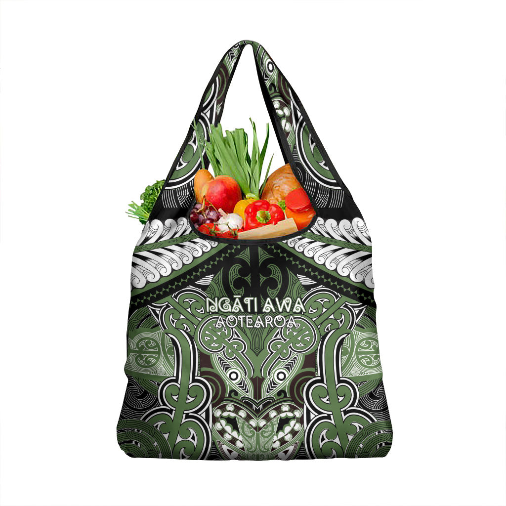 Aotearoa Iwi Ngati Awa Grocery Bag Maori Kowhaiwhai Pattern LT19 1-pack One Size Green - Polynesian Pride