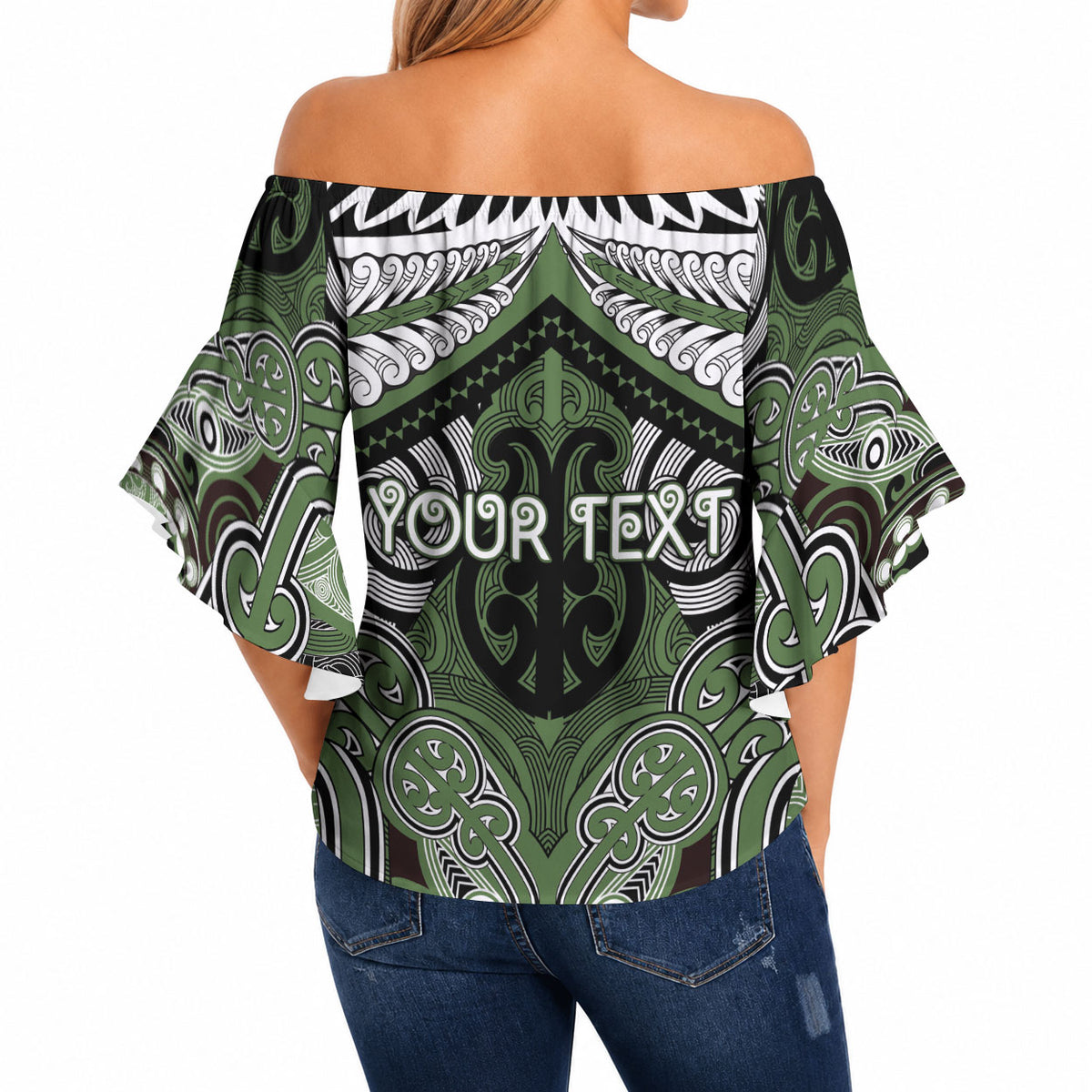 Aotearoa Iwi Ngati Awa Personalised Off Shoulder Wrap Waist Top Maori Kowhaiwhai Pattern LT19 - Polynesian Pride