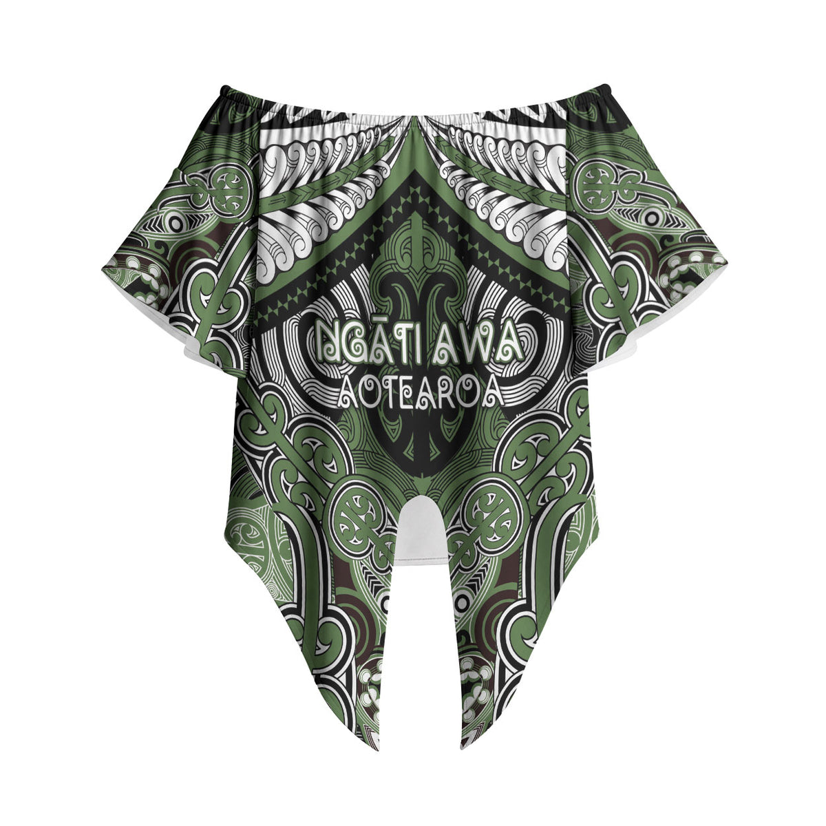 Aotearoa Iwi Ngati Awa Personalised Off Shoulder Wrap Waist Top Maori Kowhaiwhai Pattern LT19 - Polynesian Pride