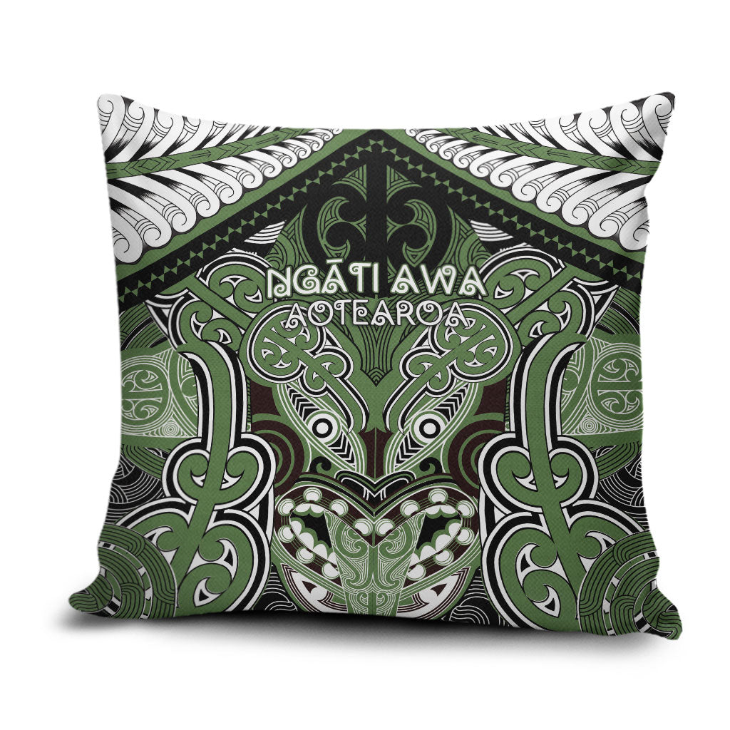 Aotearoa Iwi Ngati Awa Pillow Cover Maori Kowhaiwhai Pattern LT19 Green - Polynesian Pride