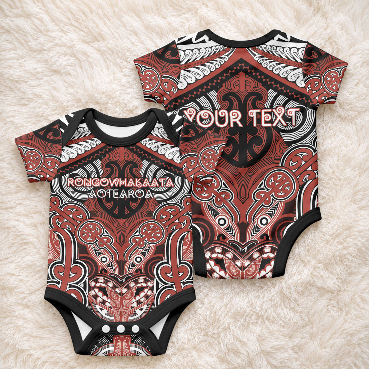 Aotearoa Iwi Rongowhakaata Personalised Baby Onesie Maori Kowhaiwhai Pattern LT19 - Polynesian Pride