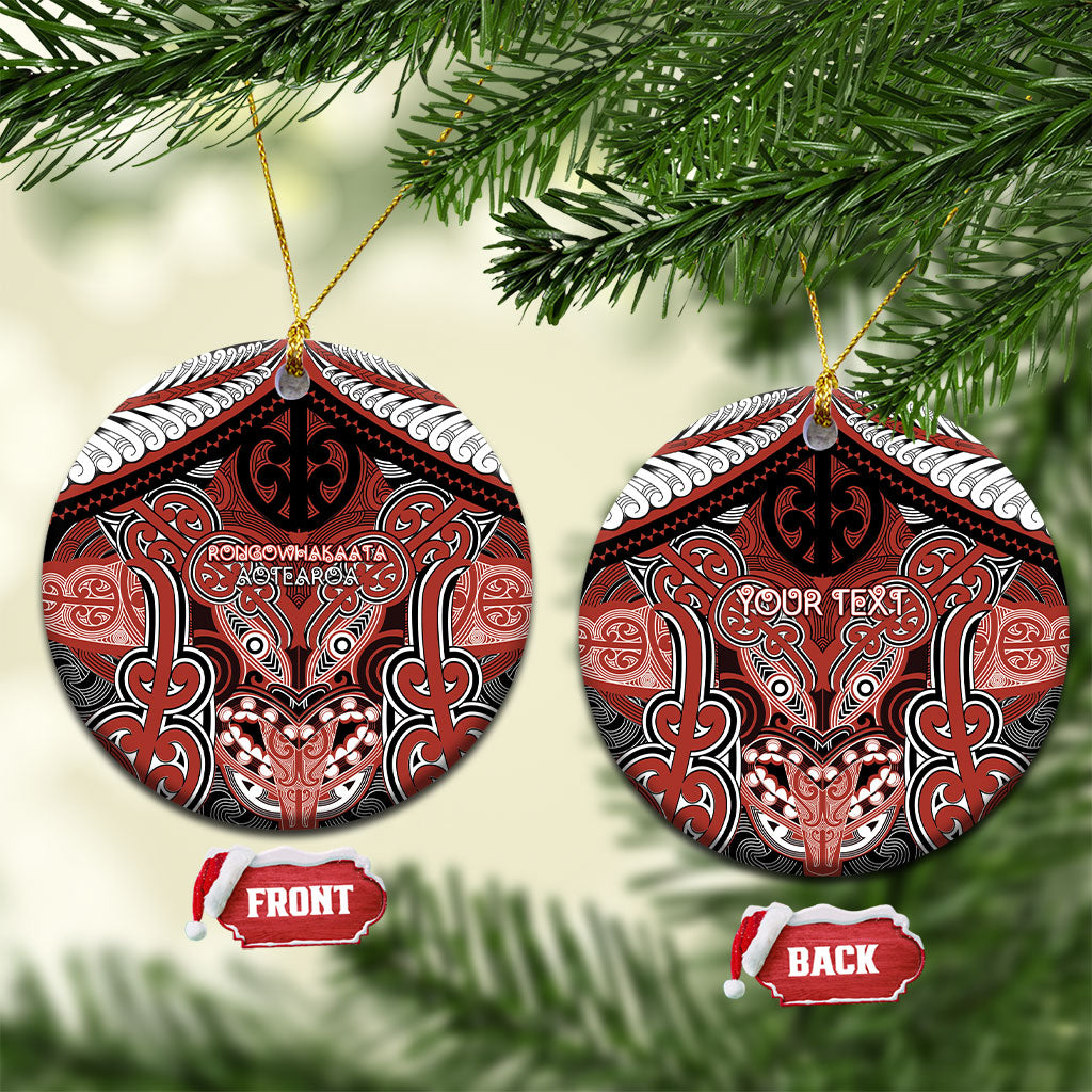 Aotearoa Iwi Rongowhakaata Personalised Ceramic Ornament Maori Kowhaiwhai Pattern LT19 Circle Red - Polynesian Pride