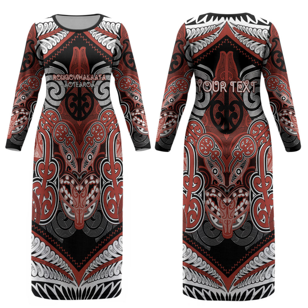 Aotearoa Iwi Rongowhakaata Personalised Couples Matching Long Sleeve Bodycon Dress and Long Sleeve Button Shirt Maori Kowhaiwhai Pattern LT19 - Polynesian Pride
