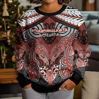 Aotearoa Iwi Rongowhakaata Personalised Kid Ugly Christmas Sweater Maori Kowhaiwhai Pattern LT19 - Polynesian Pride