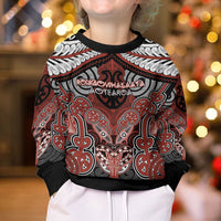 Aotearoa Iwi Rongowhakaata Personalised Kid Ugly Christmas Sweater Maori Kowhaiwhai Pattern LT19 - Polynesian Pride