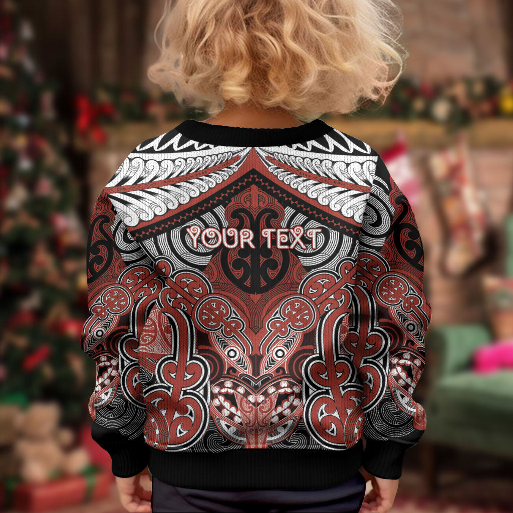 Aotearoa Iwi Rongowhakaata Personalised Kid Ugly Christmas Sweater Maori Kowhaiwhai Pattern LT19 - Polynesian Pride