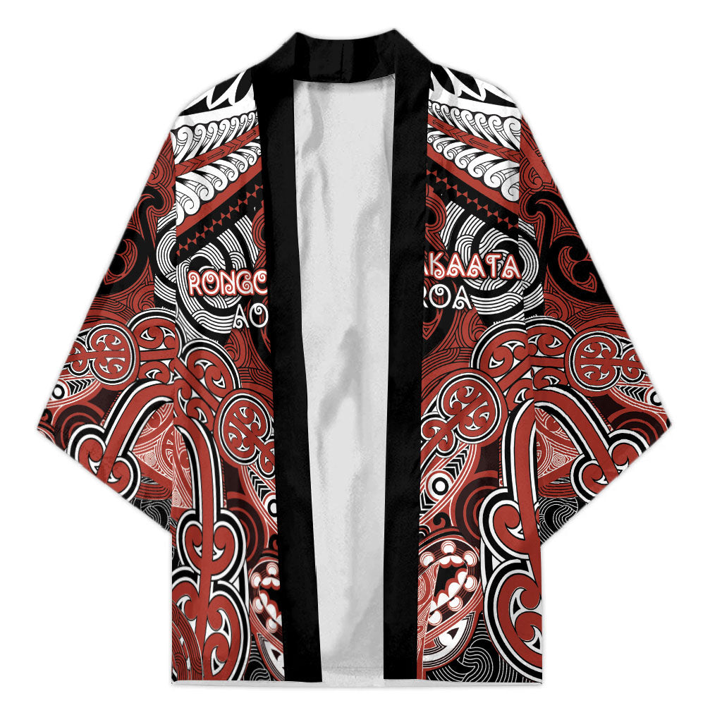Aotearoa Iwi Rongowhakaata Personalised Kimono Maori Kowhaiwhai Pattern LT19 Unisex Red - Polynesian Pride