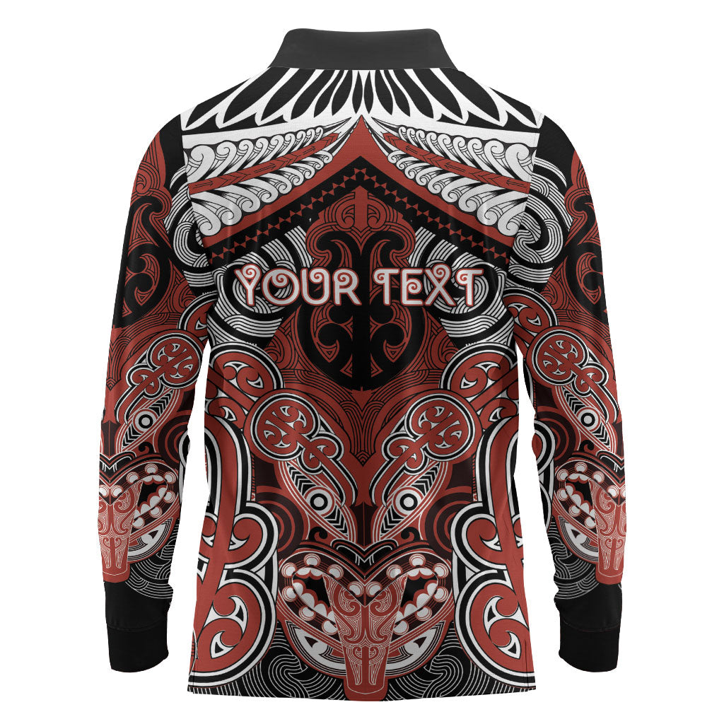 Aotearoa Iwi Rongowhakaata Personalised Long Sleeve Polo Shirt Maori Kowhaiwhai Pattern