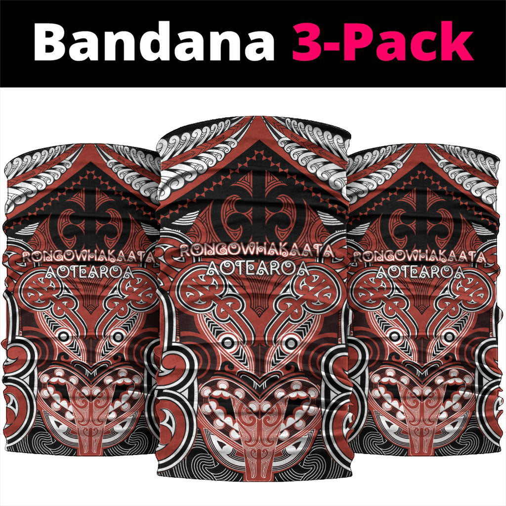 Aotearoa Iwi Rongowhakaata Neck Gaiter Maori Kowhaiwhai Pattern LT19 package One Size: 25*50cm Red - Polynesian Pride